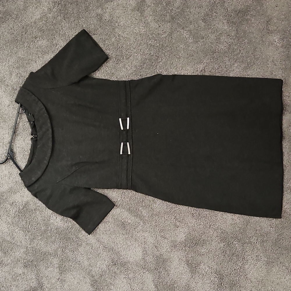 White House Black Market Charcoal Mini Dress with Bow Accent